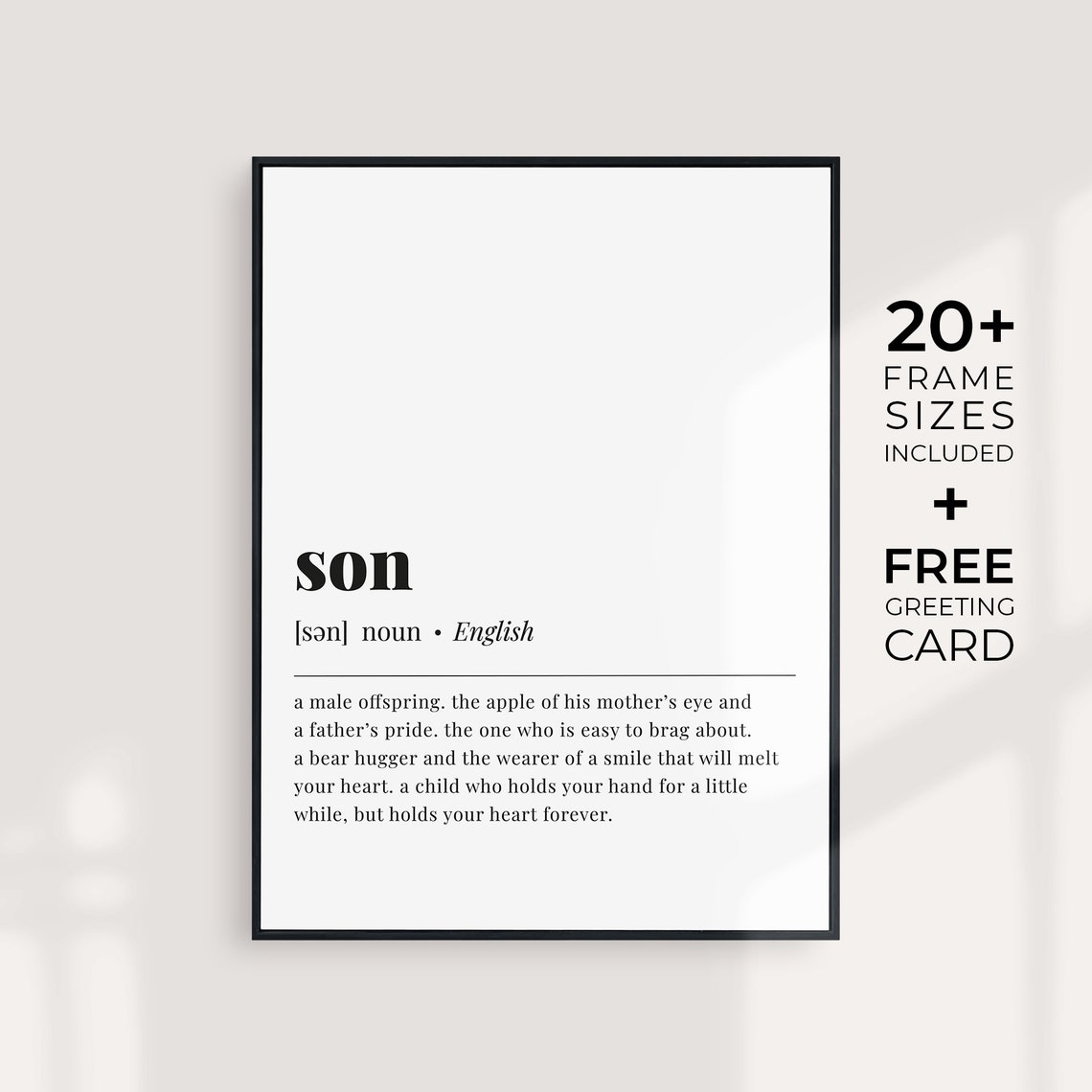Son Definition Parent Love Gift Minimalist Typography Poster
