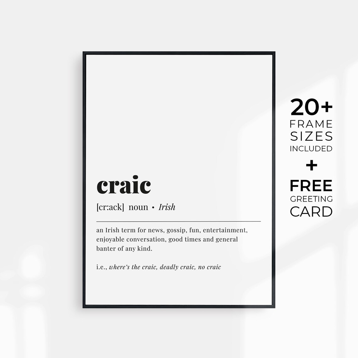 Craic Definition Irish Slang Funny Poster Print - Image 2