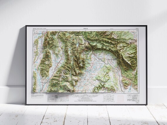 Price Utah Manti La Sal Shaded Flat 2d Map Print Poster Wall Art Decor Topography