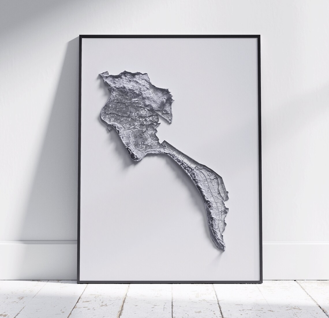 Noirmoutier Map Flat 2d Minimalist Print Plain Topographic Poster Wall Art Decor