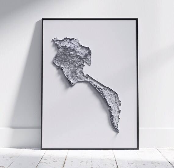 Noirmoutier Map Flat 2d Minimalist Print Plain Topographic Poster Wall Art Decor