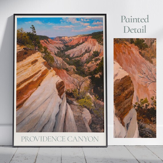 Providence Canyon Travel Print Georgia Travel Poster Painted Wall Art Home Decor Framed Personalized Print Vacation Travel Gift Ga