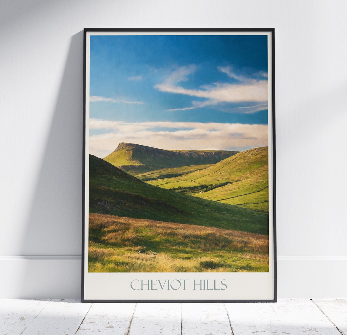 Cheviot Hills Rolling Green Fells Panoramic Landscape Poster