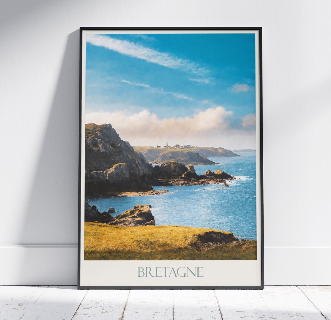 Brittany France Scenic Rocky Coastline Cliffs Sea Panoramic Poster