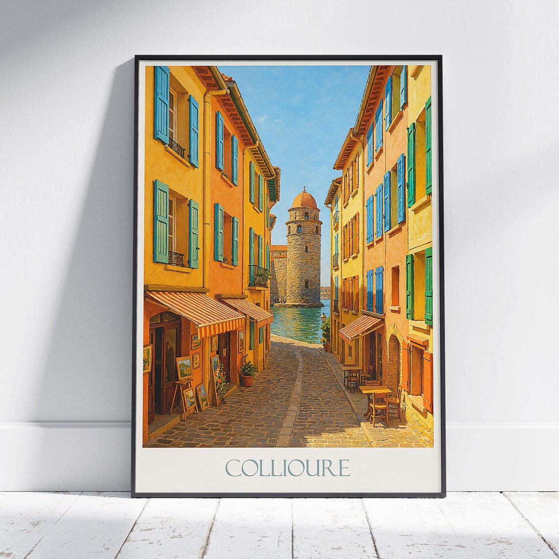 Collioure Travel Poster France Coastal Art Print Vibrant Street Painting Mediterranean Decor Southern Gift