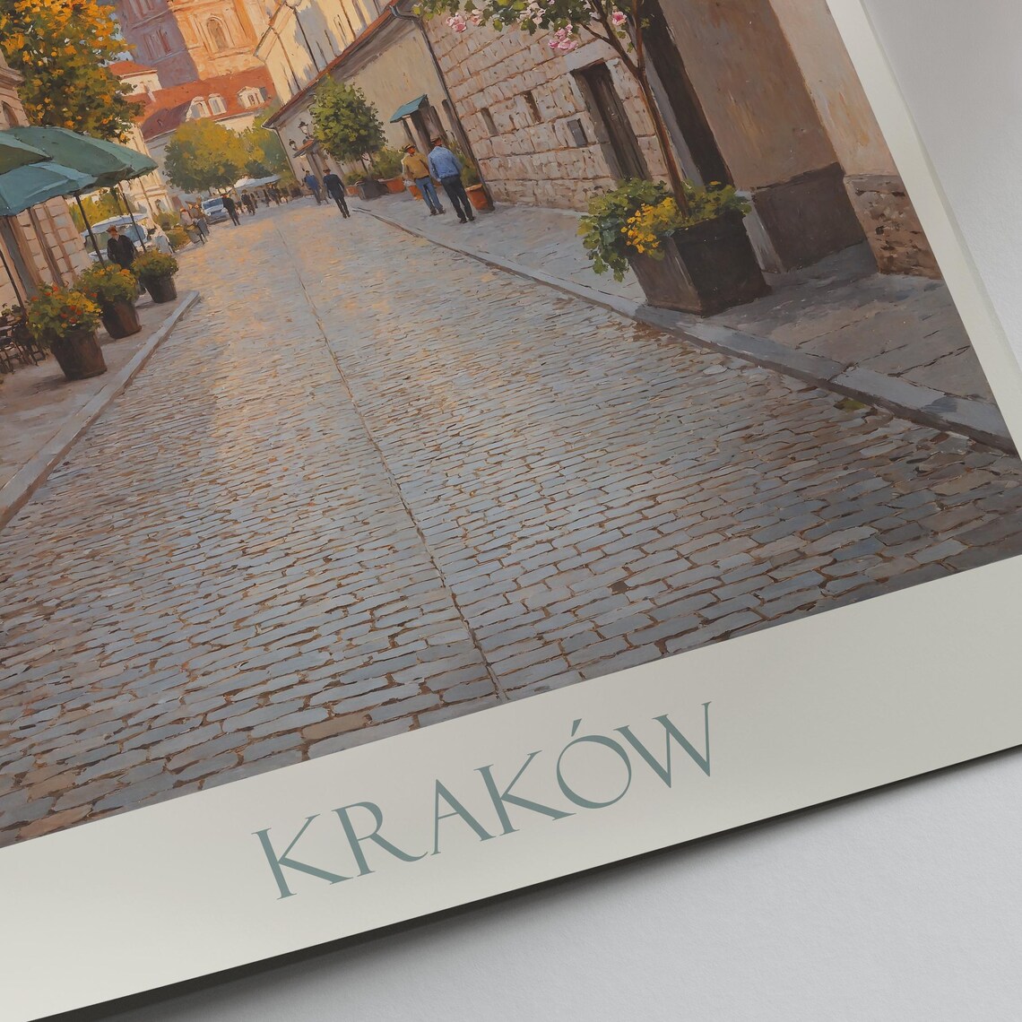 Krakow Poland Historic Old Town Basilica Painted Travel Poster - Image 2