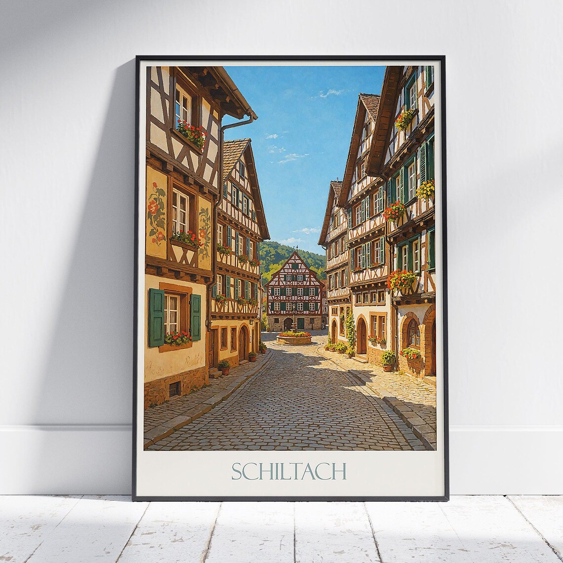 Schiltach Half Timbered Medieval Town Street Germany Travel Poster