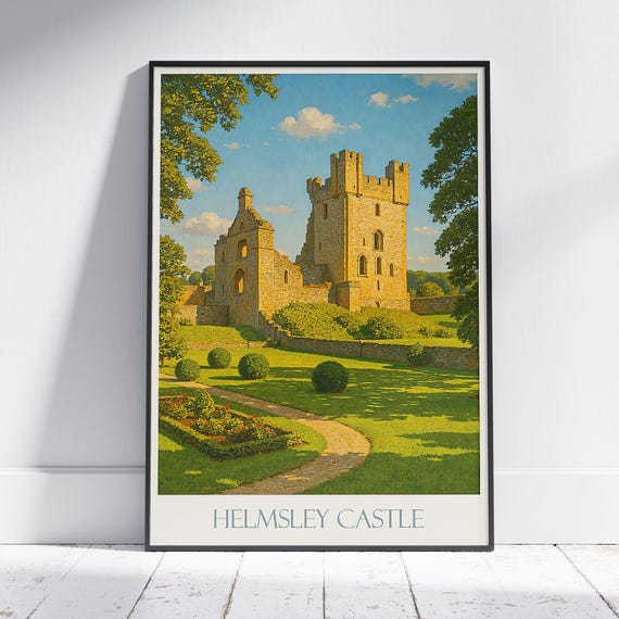 Helmsley Castle Travel Print Yorkshire Poster Painted Wall Art Home Decor Framed Personalized Vacation Gift