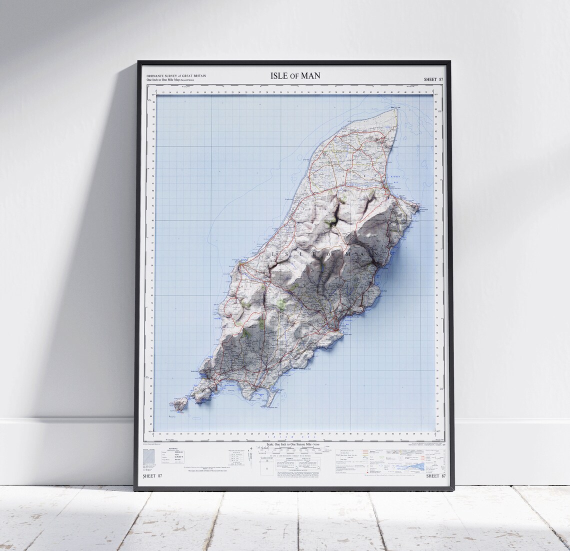 Isle Of Man Vintage Shaded Relief Topographic Map Modern Art Print