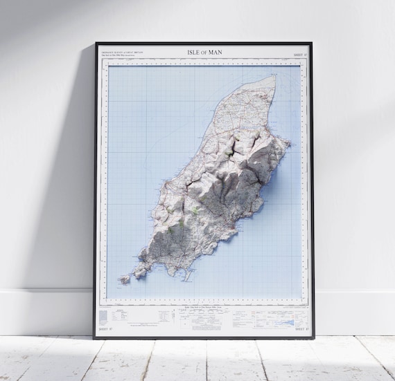Isle Of Man Vintage Shaded Relief Topographic Map Modern Art Print