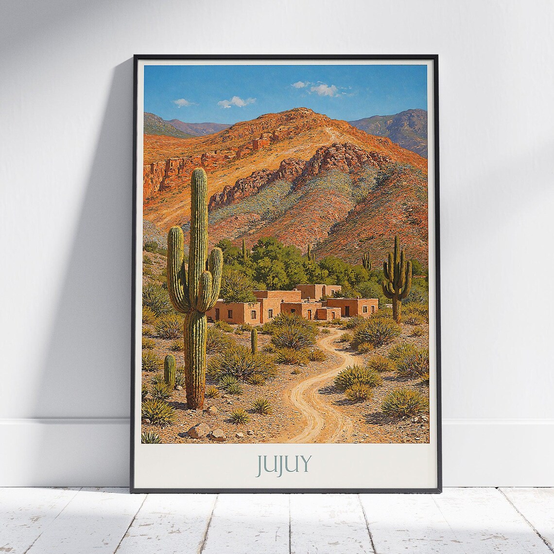 Jujuy Argentina Desert Cacti And Adobe Village Travel Poster