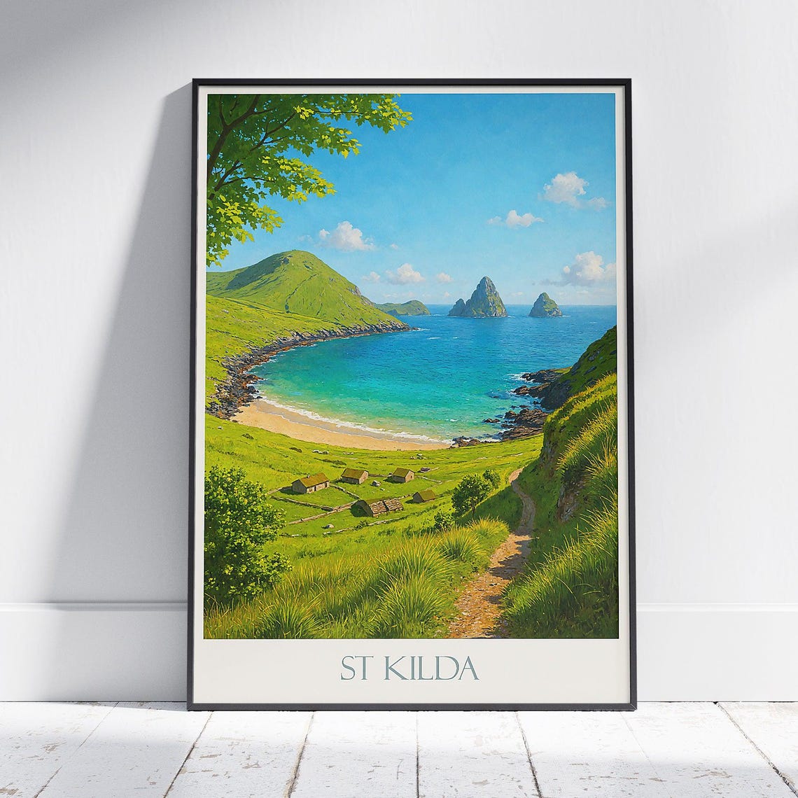 St Kilda Remote Scottish Isles Emerald Hills Coastal Travel Poster