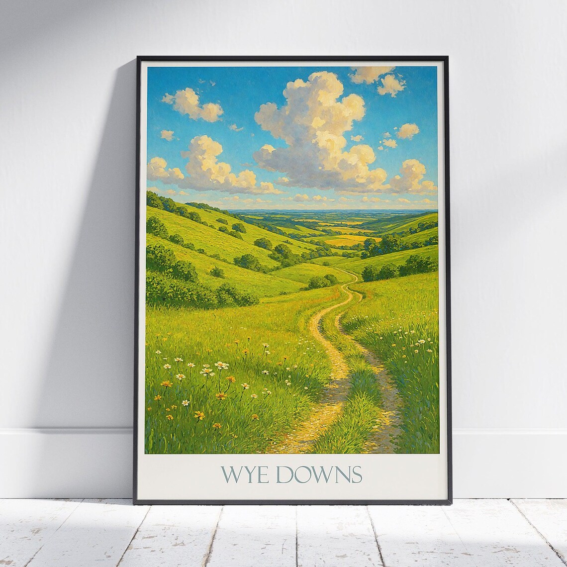 Wye Downs Kent Rolling Hills Wildflower Meadow Path Summer Poster