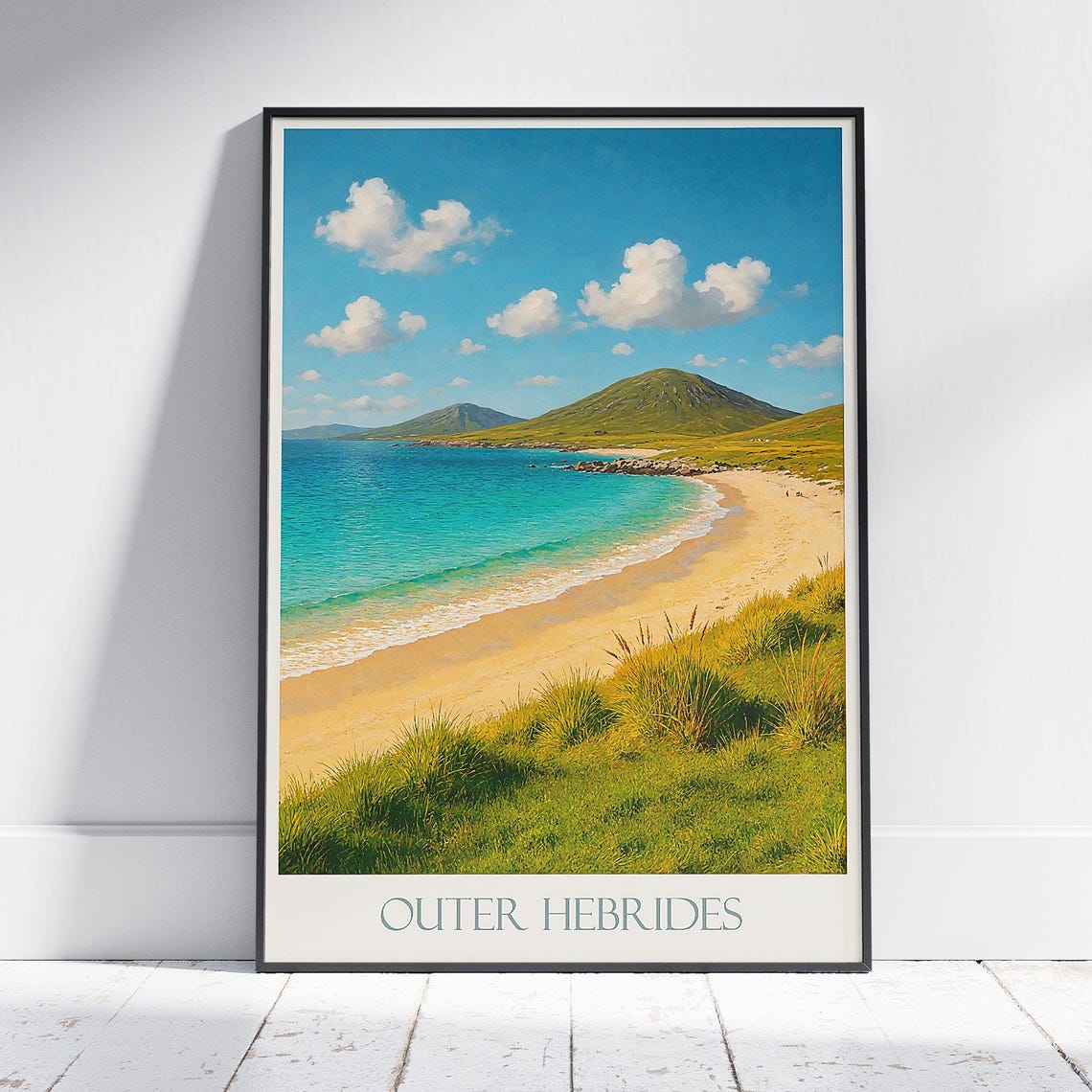 Outer Hebrides Golden Beach Dunes Scottish Isles Travel Poster