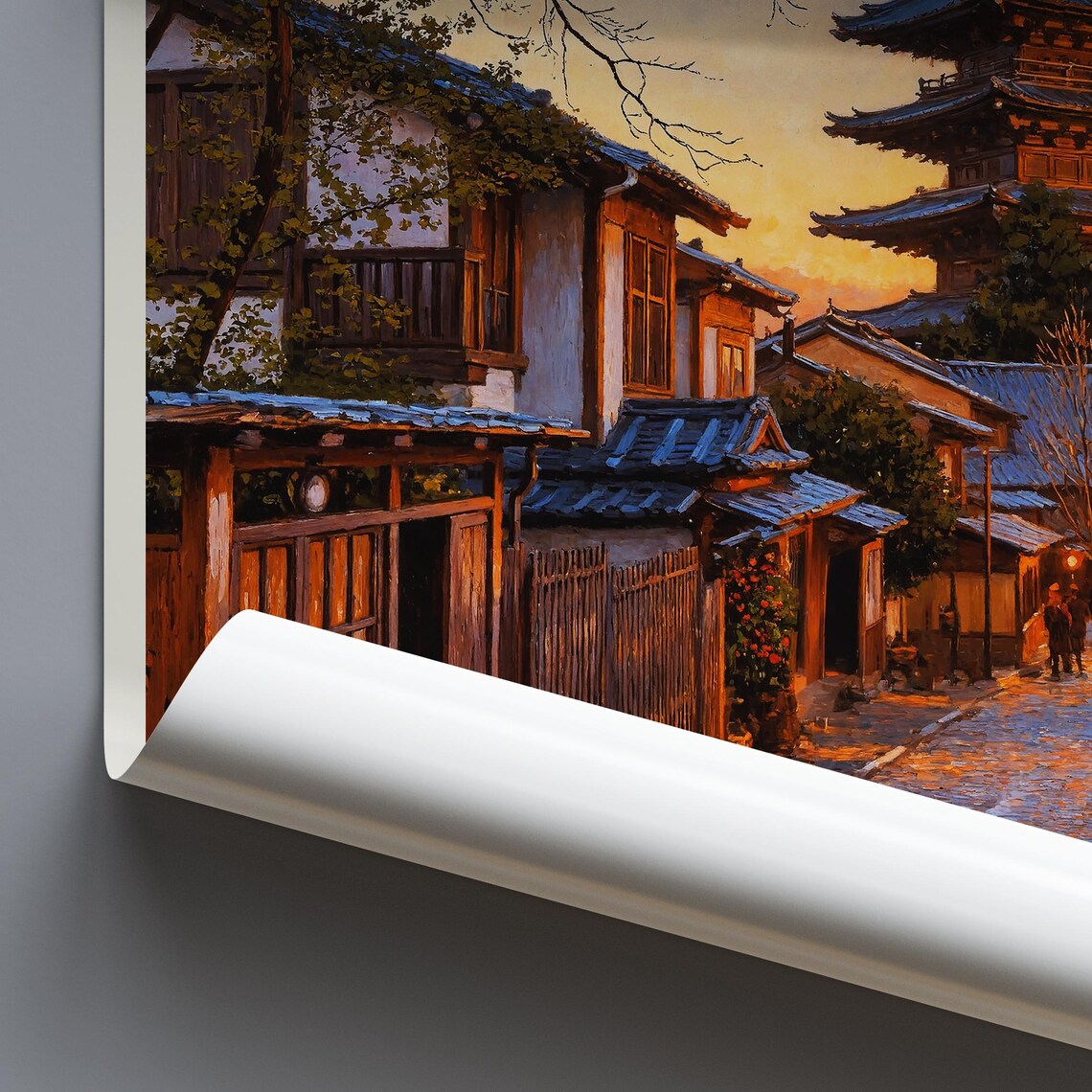 Kyoto Japan Historic Pagoda Street at Sunset Painted Travel Poster - Image 4