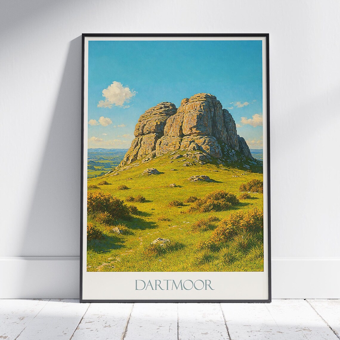 Dartmoor Haytor Granite Tor Green Moorland View Travel Poster