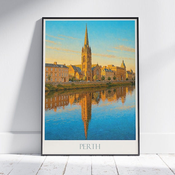 Perth Scotland St Matthews Church River Tay Sunset Reflection Poster