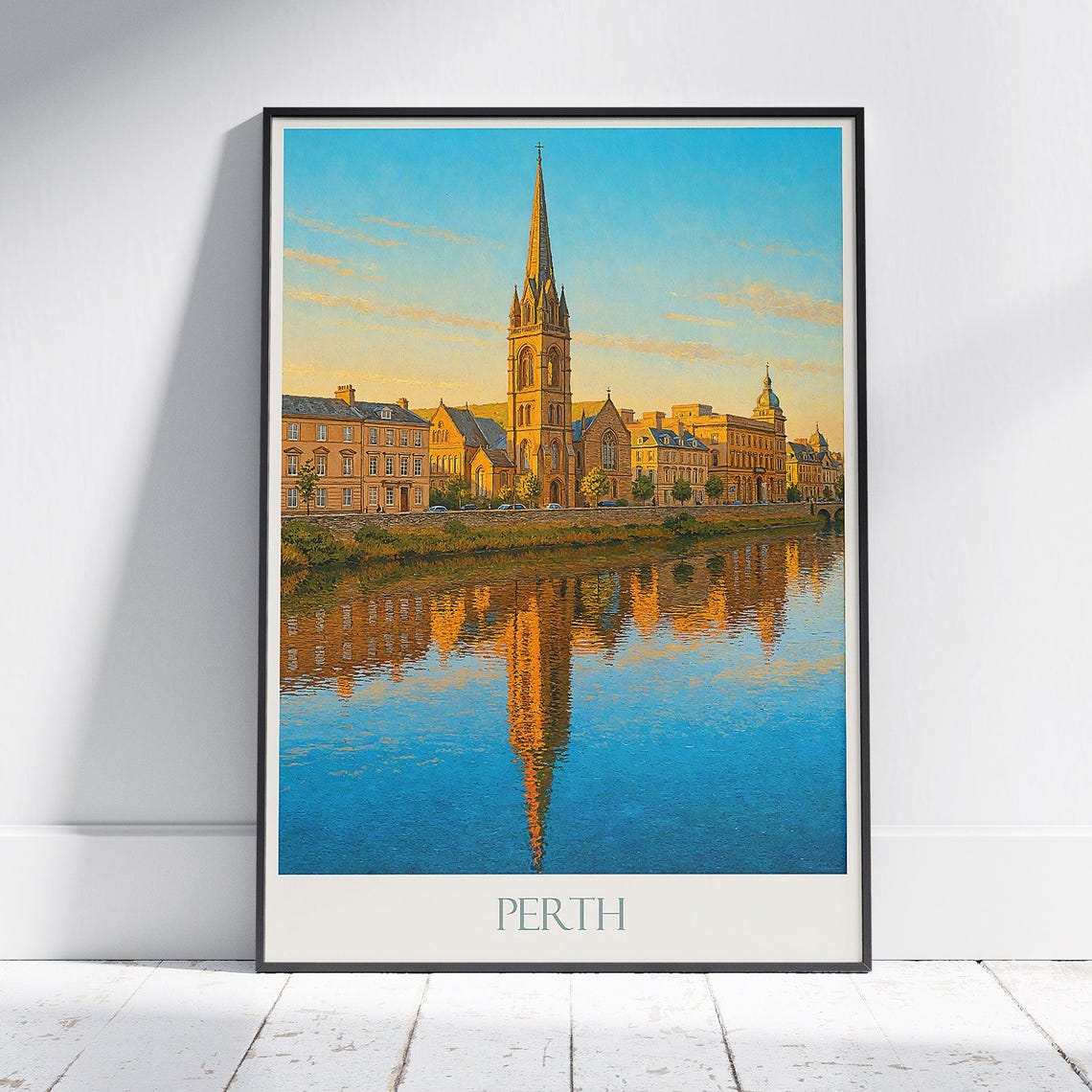 Perth Scotland St Matthews Church River Tay Sunset Reflection Poster