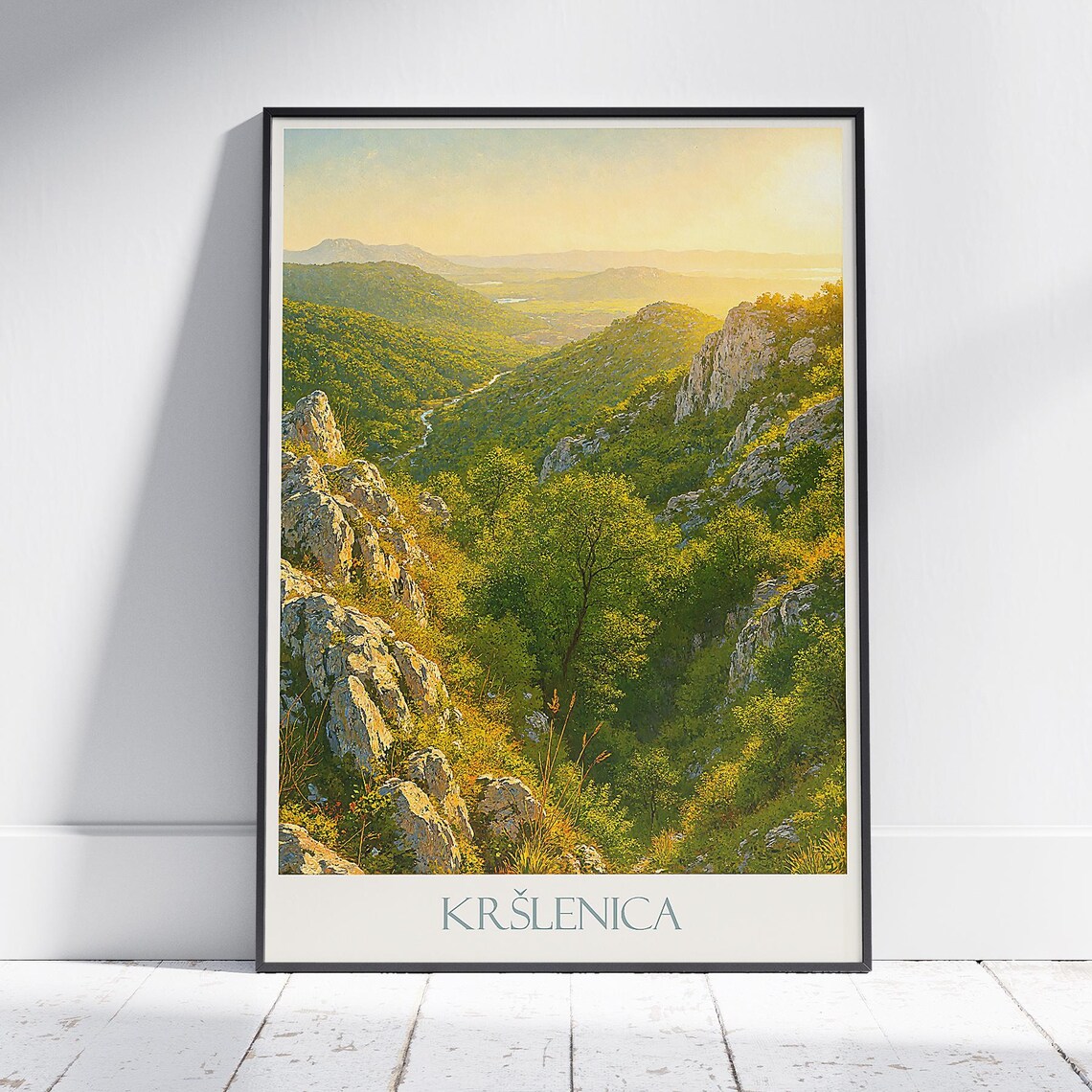 Kršlenica Croatia Mountain Valley Sunset Landscape Travel Poster