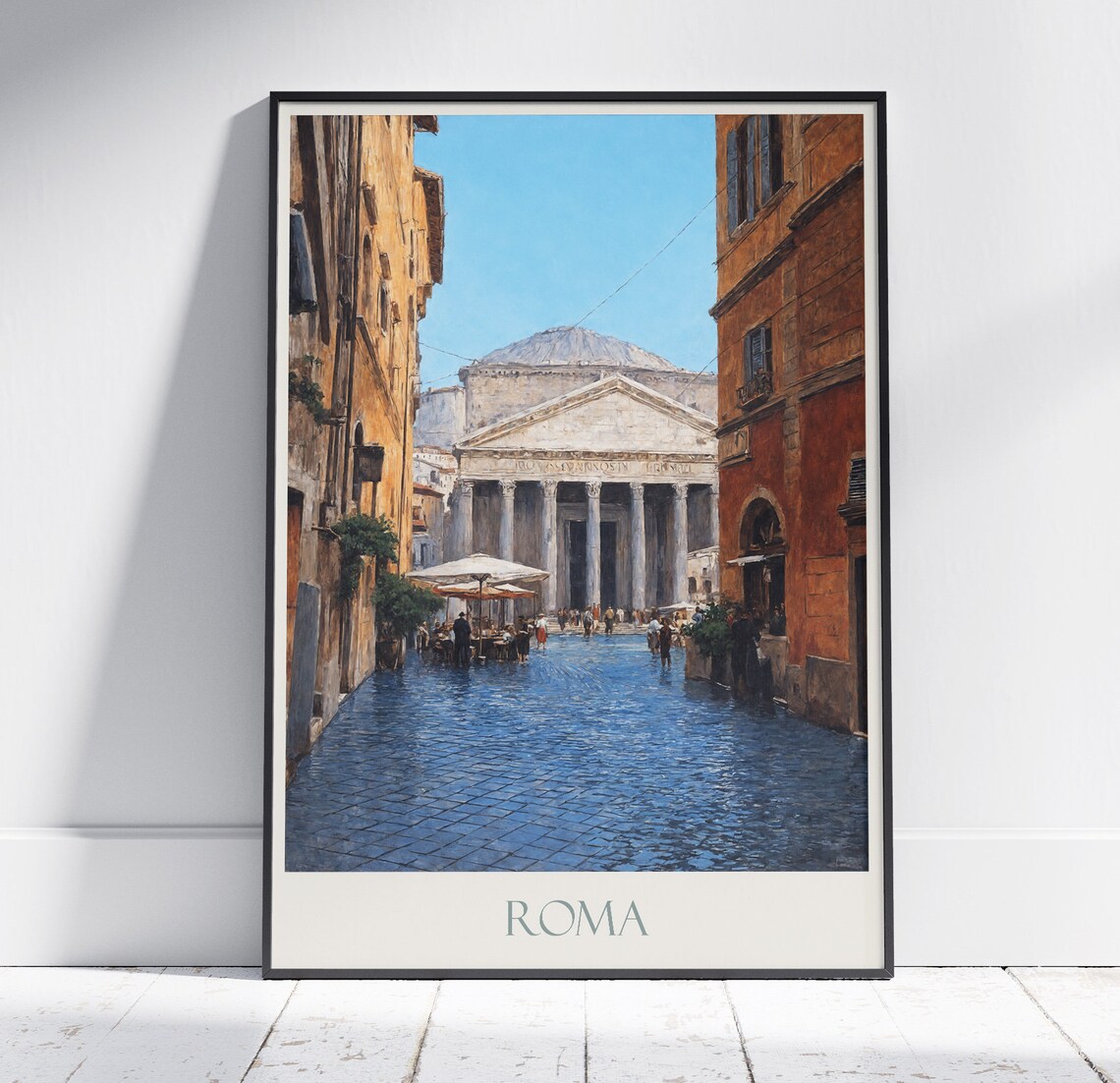 Rome Italy Pantheon Piazza Ancient Scenic Landmark Painting Poster