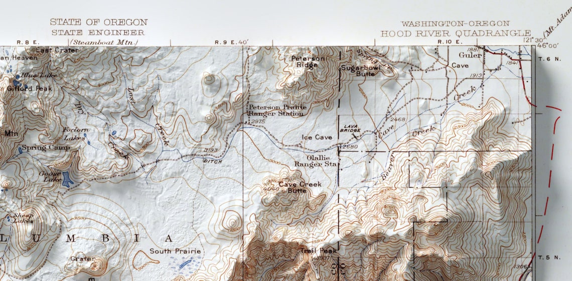 Hood River Oregon Washington Vintage USGS Shaded Relief Map Poster - Image 3