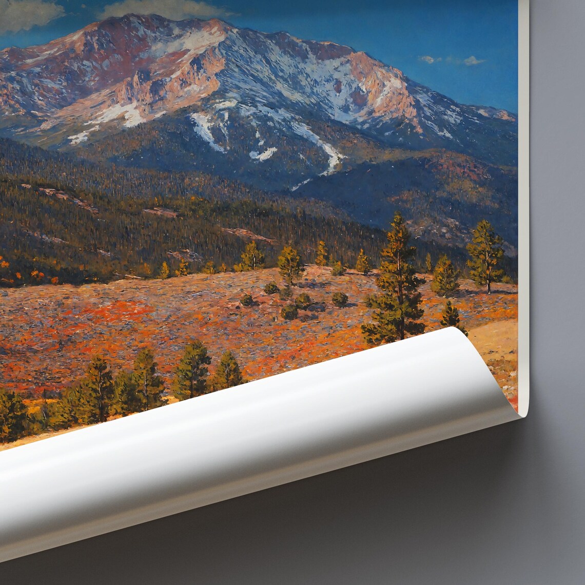 Pikes Peak Colorado Scenic Mountain Road Painted Travel Poster - Image 3