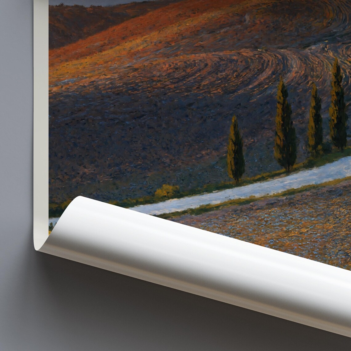 Toscana Italy Winding Cypress Lane Farmhouse Golden Fields Poster - Image 3