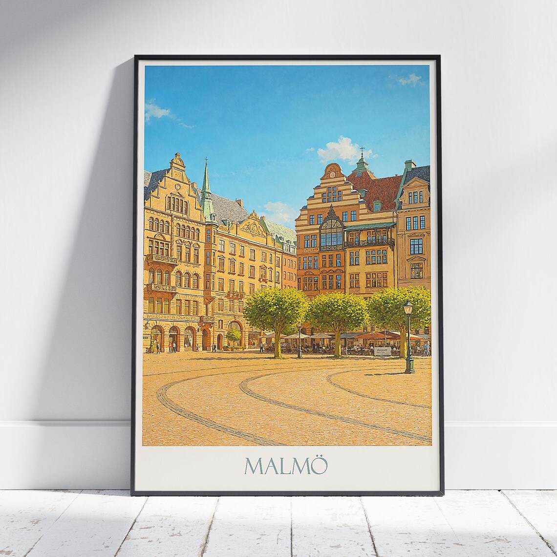 Malmo Sweden Stortorget Historic Square Cityscape Travel Poster