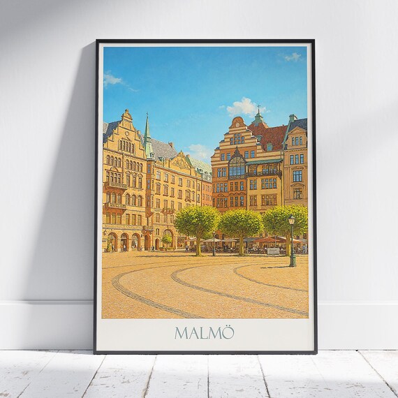 Malmo Sweden Stortorget Historic Square Cityscape Travel Poster
