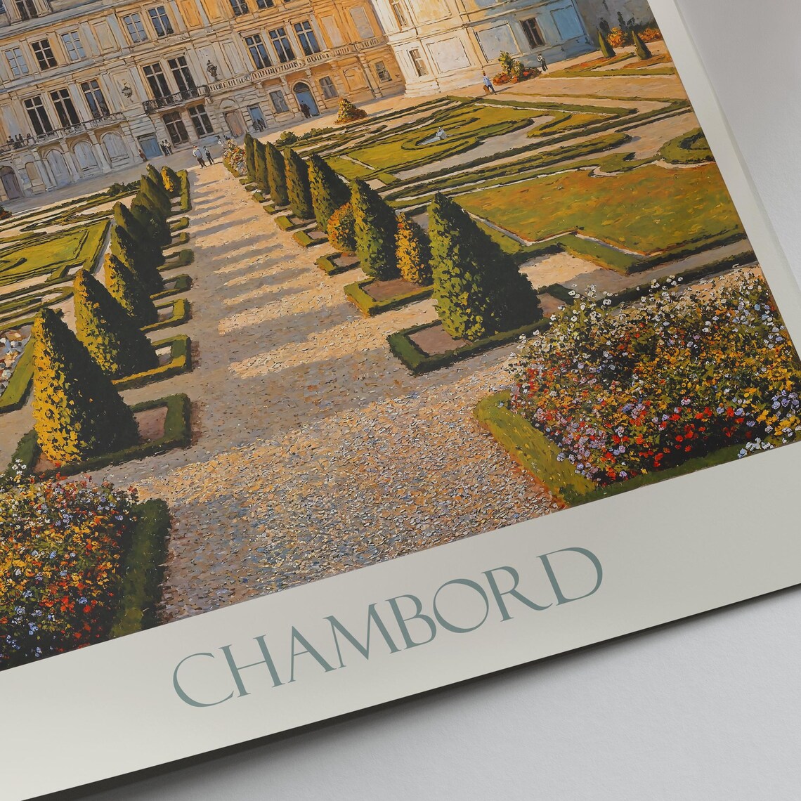 Chambord Loire Valley Painted Chateau Gardens And Grand Facade Poster - Image 4