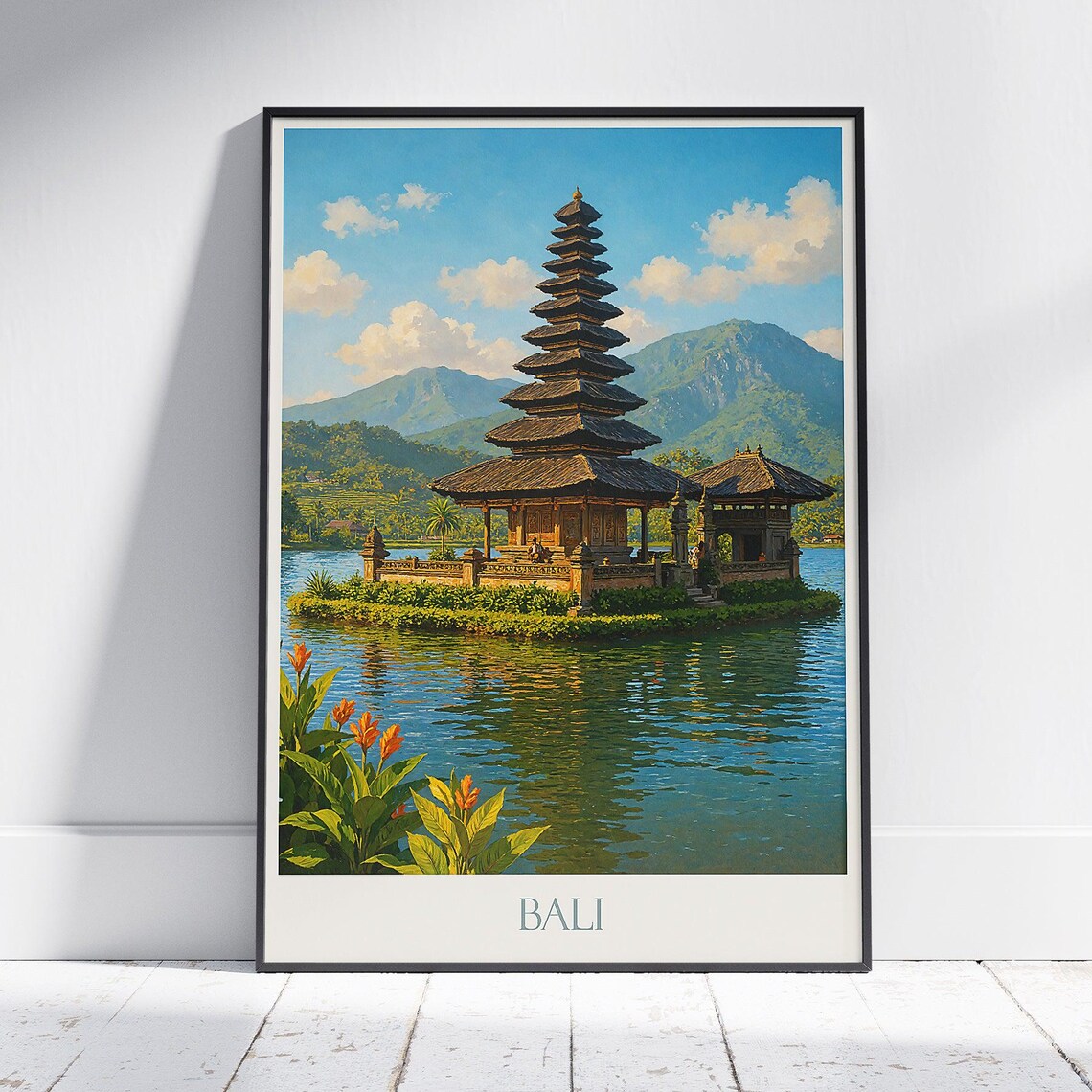 Bali Lake Temple Pura Ulun Danu Beratan Indonesia Travel Poster