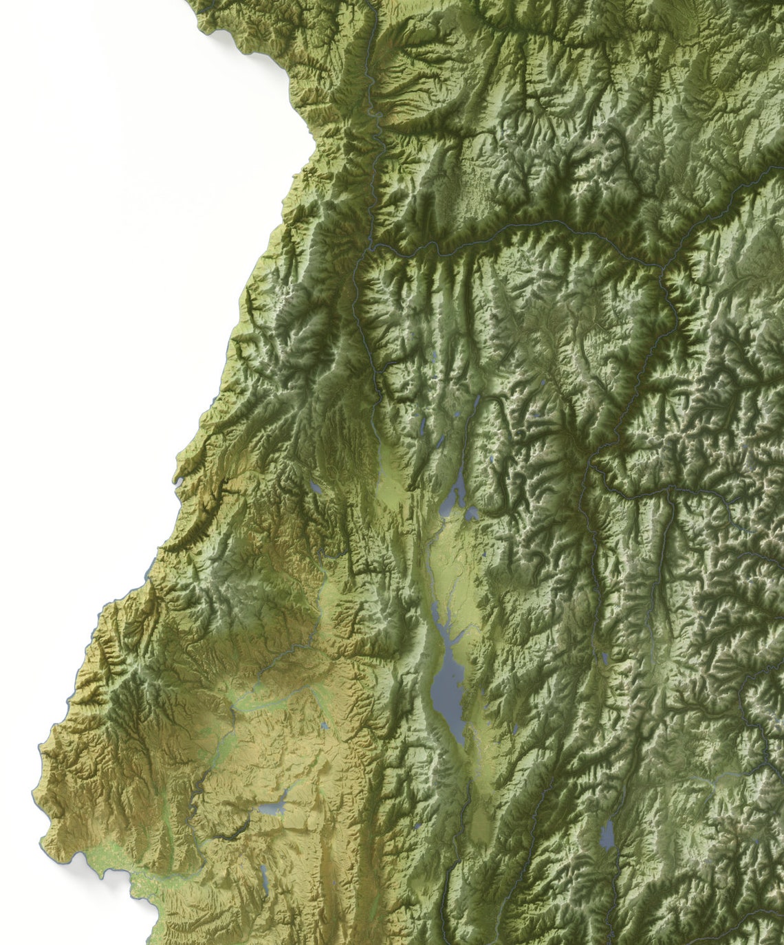 Idaho Topographic Relief Map Green 3D Terrain Minimalist Wall Art - Image 2