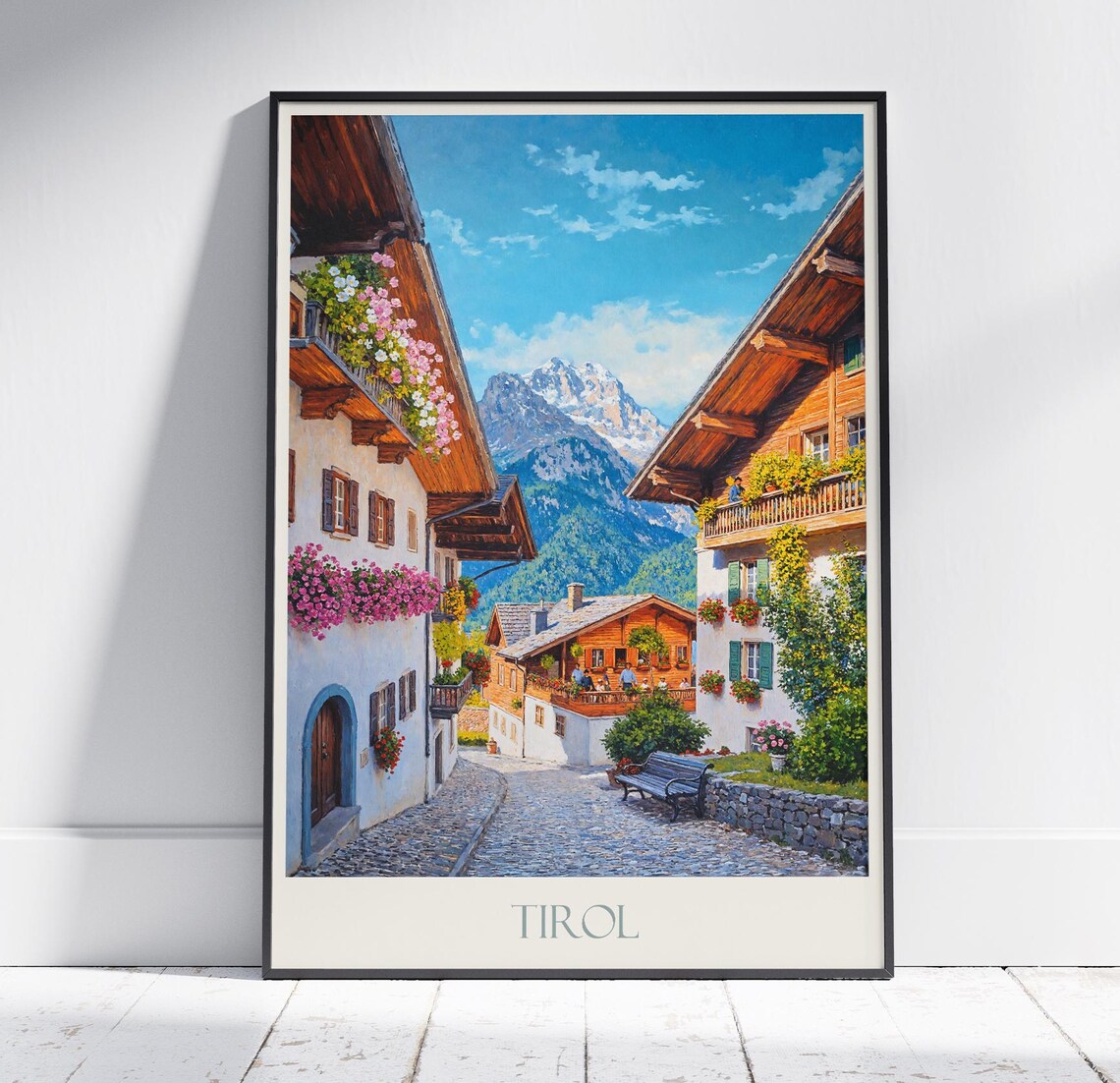 Tirol Austria Alpine Village Street Vintage Mountain Travel Poster