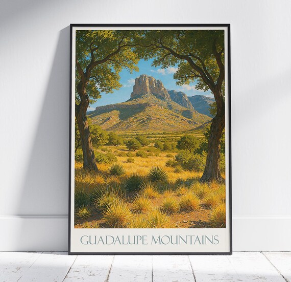 Guadalupe Mountains Texas El Capitan Desert Peak Scenic Poster