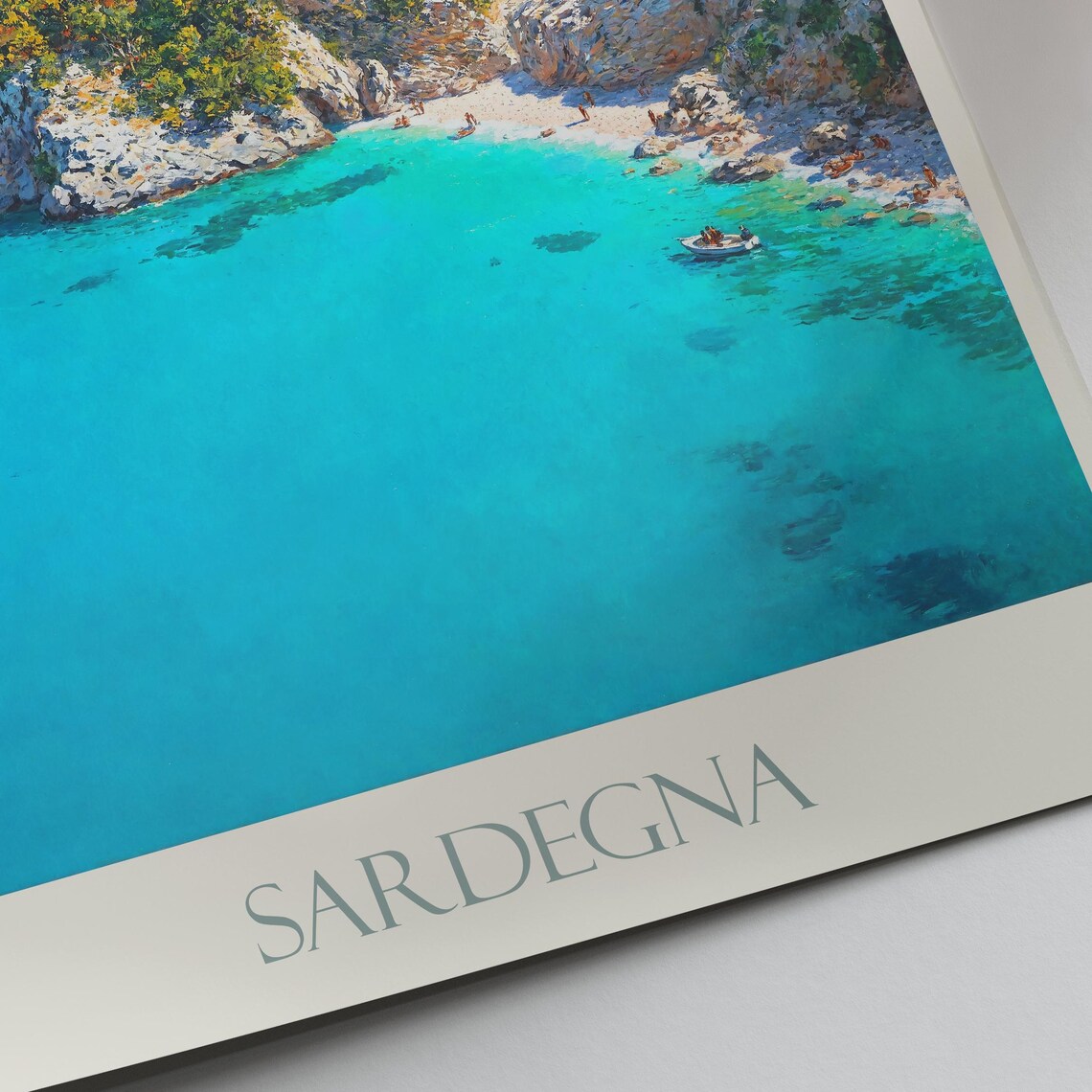 Sardegna Italy Dramatic Sea Cliffs Turquoise Water Travel Poster - Image 4