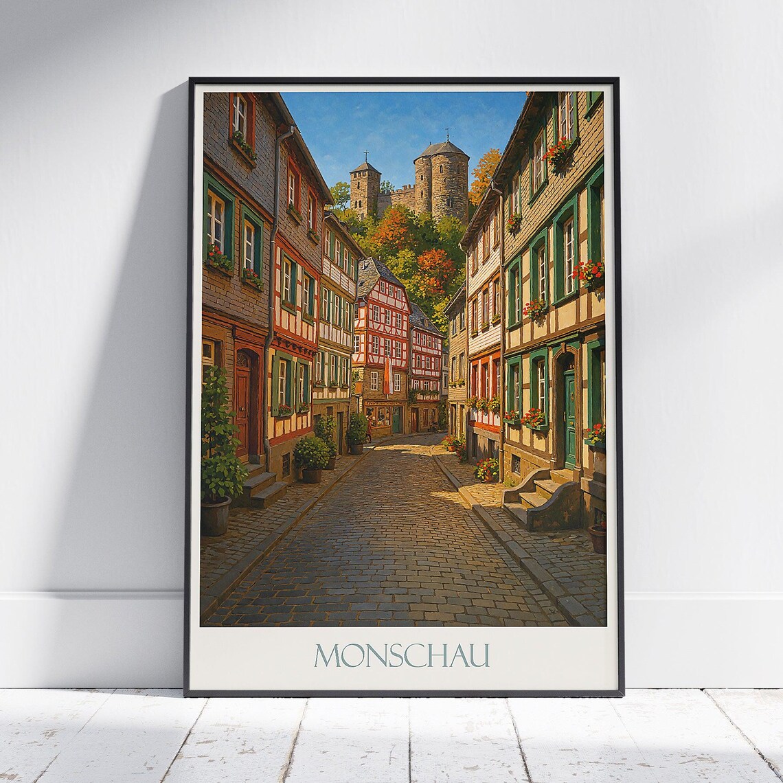 Picturesque Monschau Germany Medieval Half Timbered Town Poster