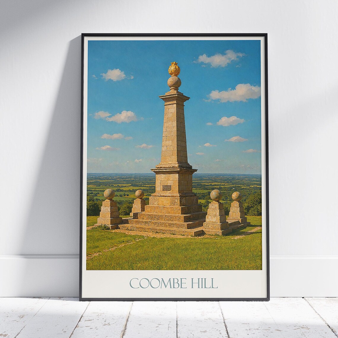 Coombe Hill Buckinghamshire Monument Panoramic Views Travel Poster