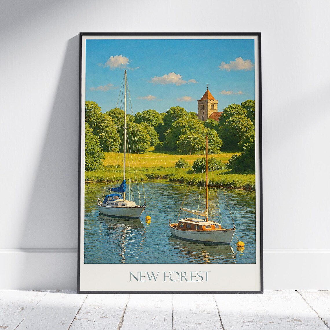 New Forest England Sailboats Beaulieu River Painted Travel Wall Poster