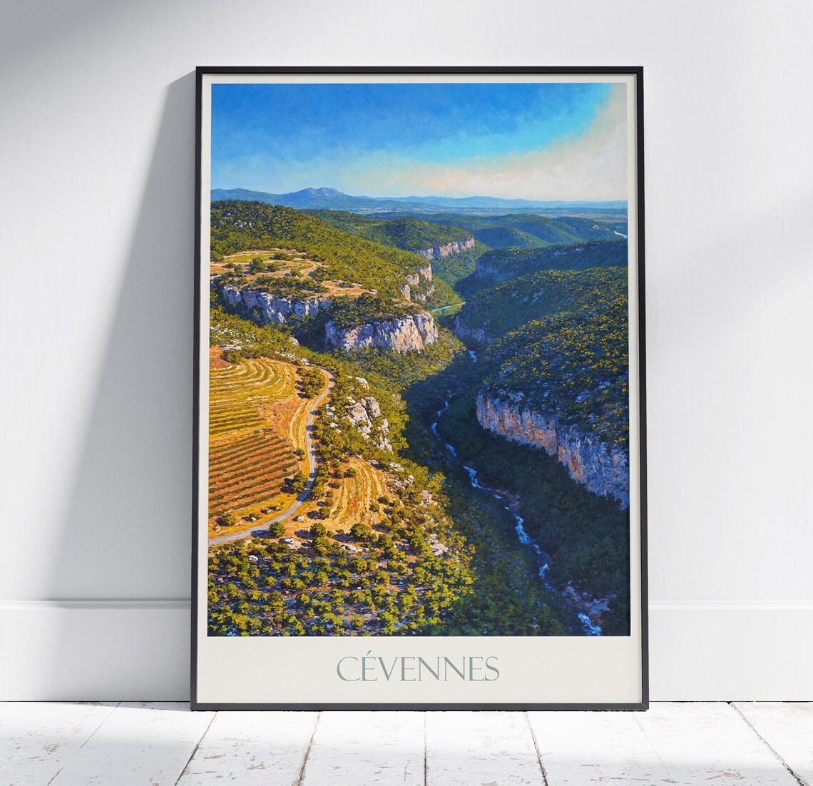 Cevennes France Painted Landscape Poster Green Gorges Valley View