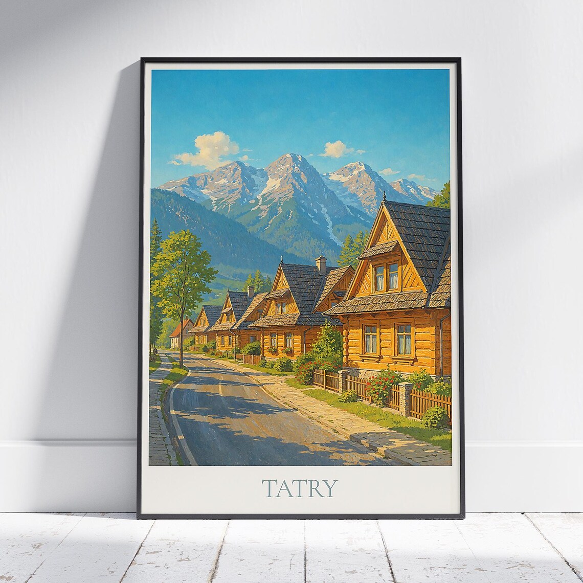 Tatry Mountains Poland Poster Zakopane Wooden Cottages Alpine Art