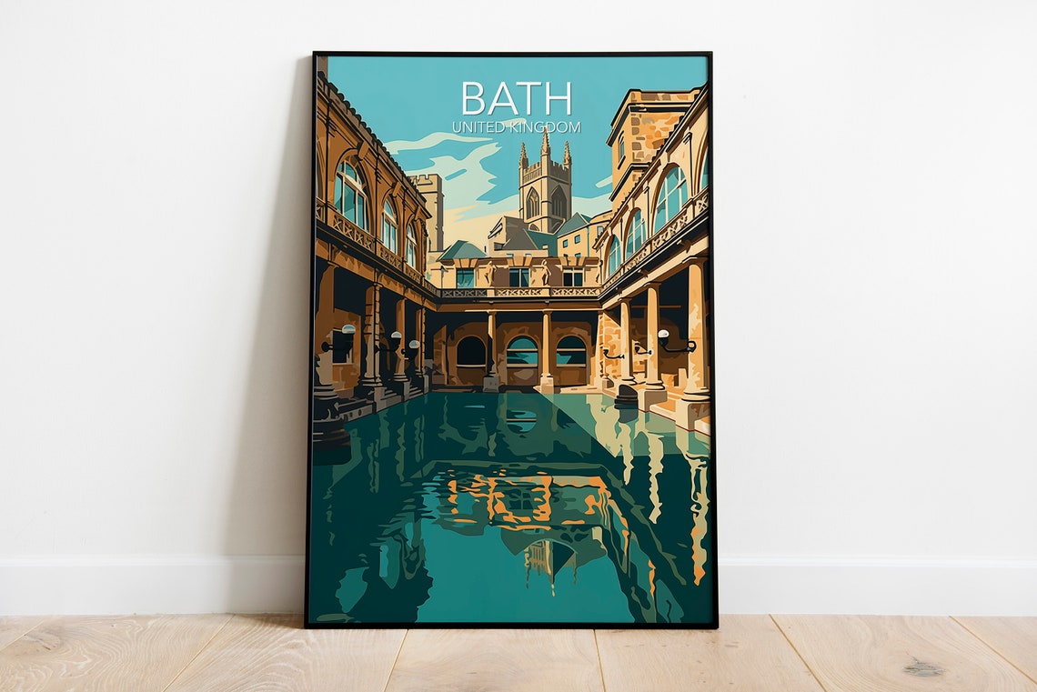Bath England Roman Baths Abbey Steaming Waters Vintage Travel Poster - Image 2