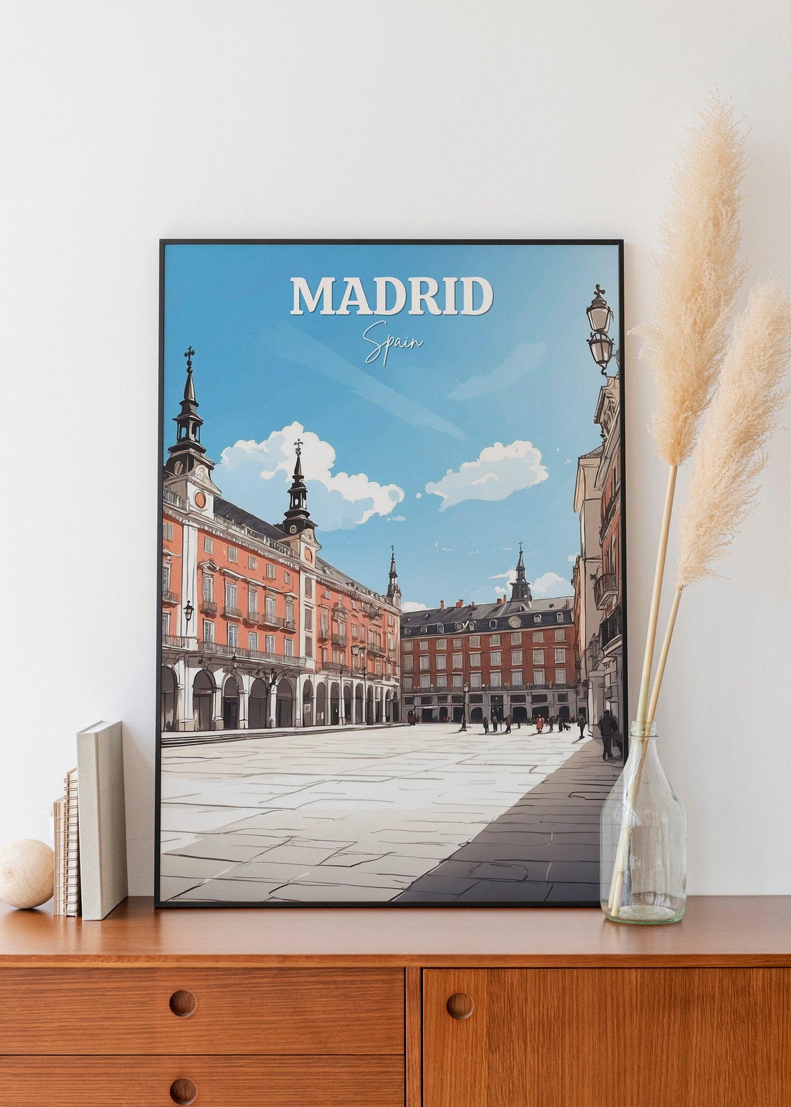 Madrid Spain Plaza Mayor Winter Square Vintage City Travel Poster - Image 2
