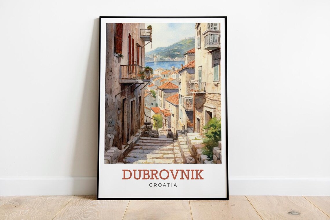 Dubrovnik Watercolour Travel Poster, Europe Art Print