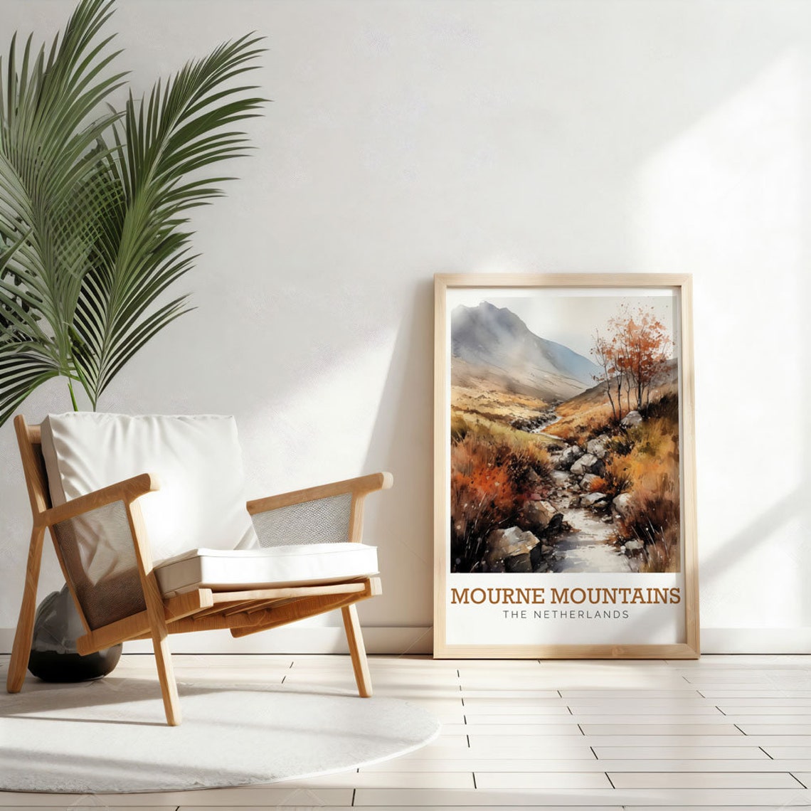 Mourne Mountains Autumn Stream Rocky Valley Watercolor Poster - Image 2