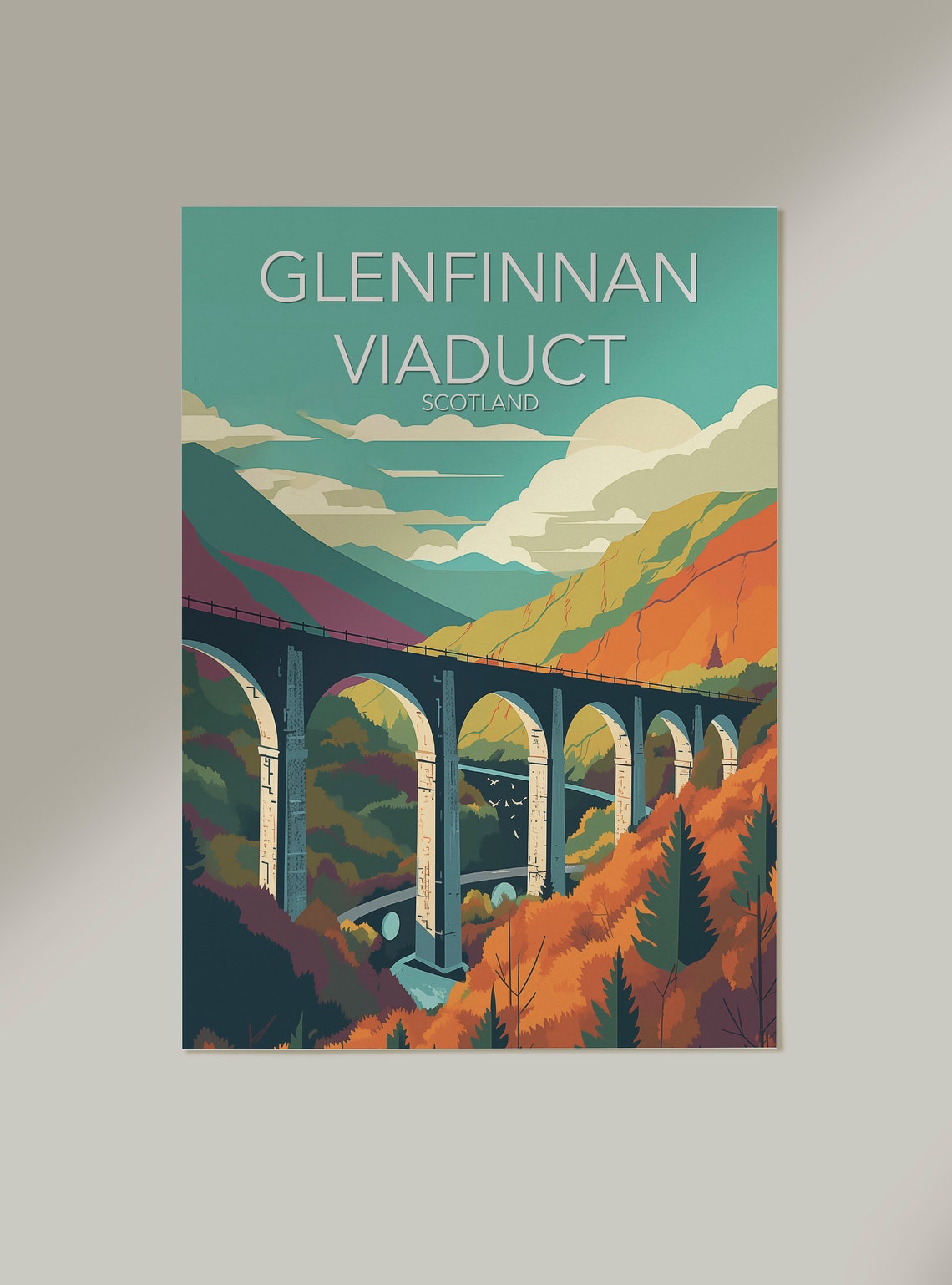 Glenfinnan Viaduct Scotland Stone Railway Arches Vintage Travel Poster - Image 2