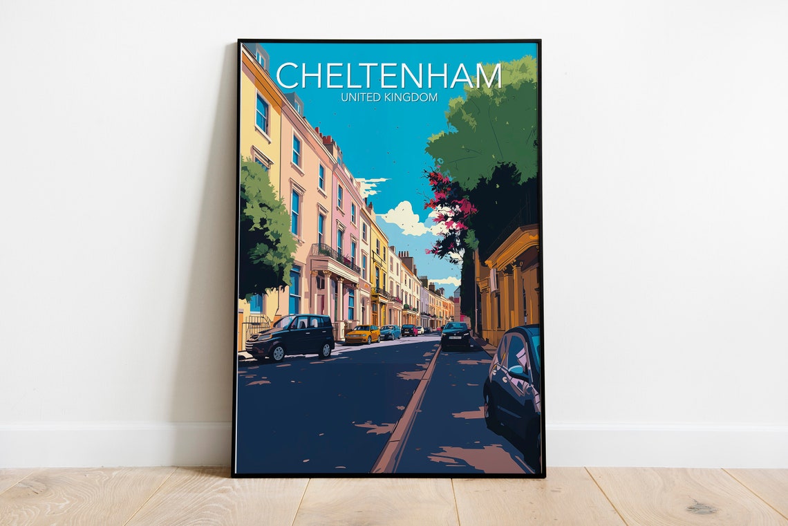 Cheltenham United Kingdom Regency Street Scene Travel Poster