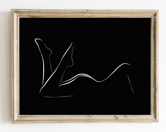 Female Body Outline Curvy Woman Contour Horizontal Figure Print Wall Art File