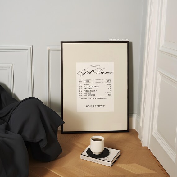 Beige Girl Dinner Receipt Printed Poster The New Era Studio