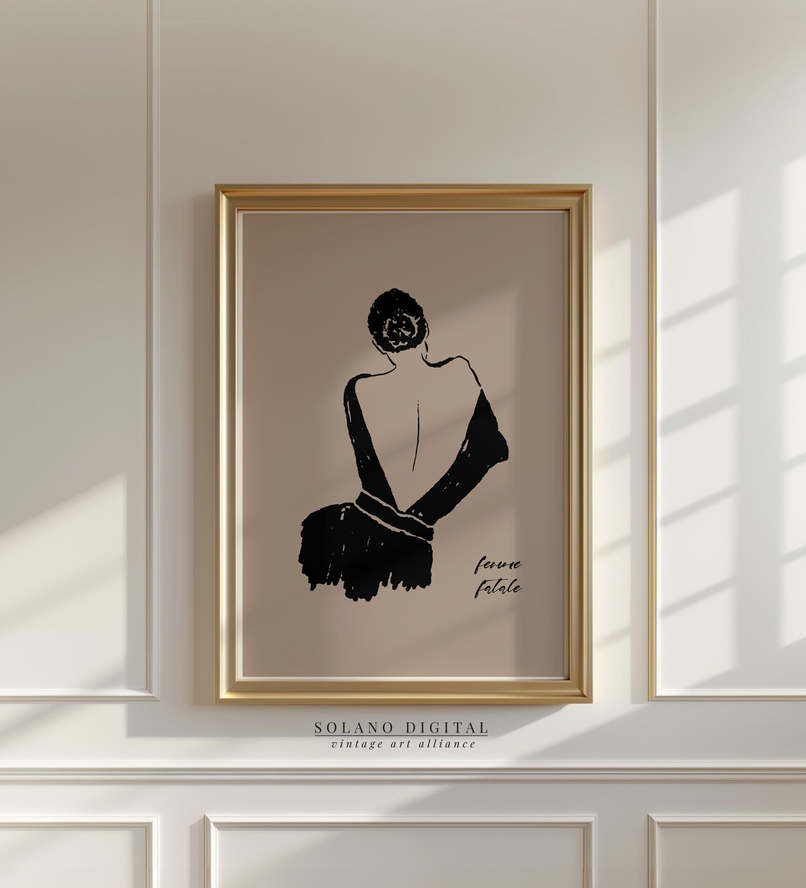 Femme Fatale Minimalist Woman Back Ink Drawing Fashion Poster