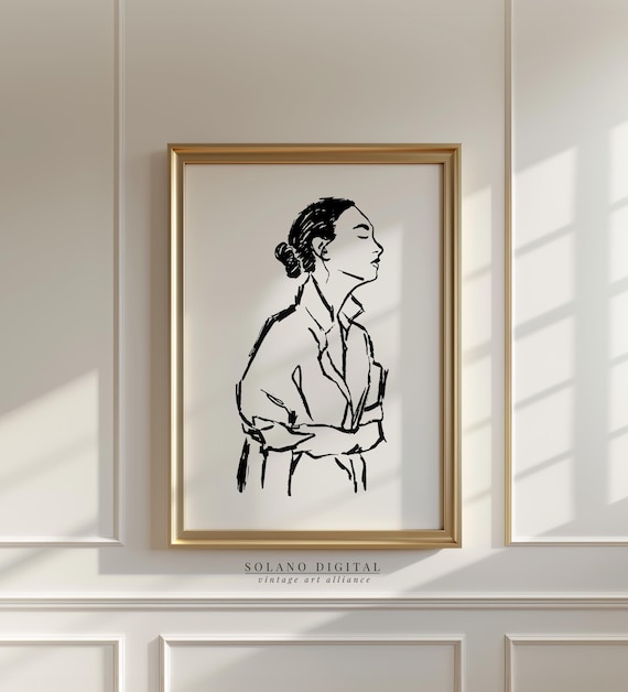 Minimalist Woman Line Drawing Black And White Wall Art Modern Portrait Sketch Home Decor Poster
